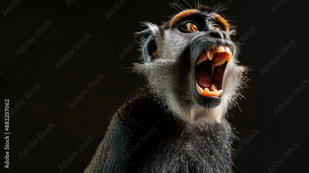 Fototapeta premium Close-Up Portrait of a Monkey with an Open Mouth
