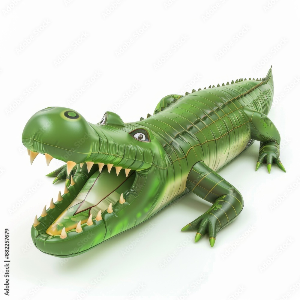 Fototapeta premium Air mattress in the shape of a crocodile on a white background.