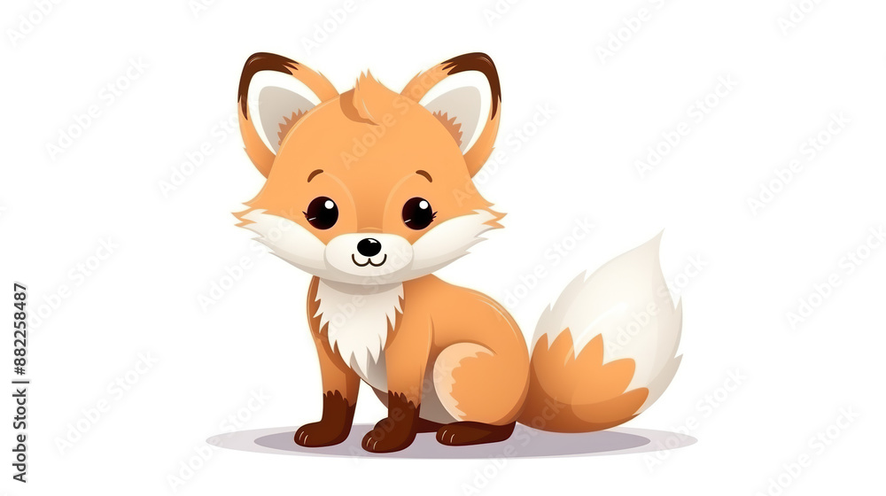 Obraz premium Adorable white backdrop with a fox