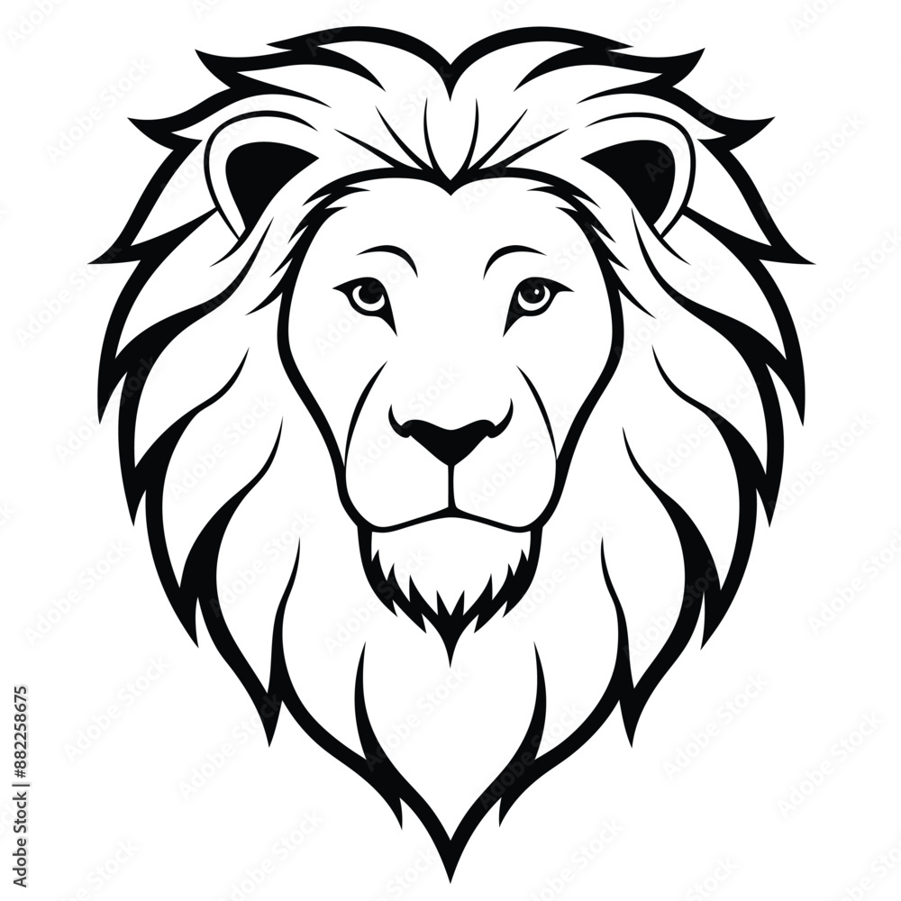 Fototapeta premium Lion head silhouette vector style with white background