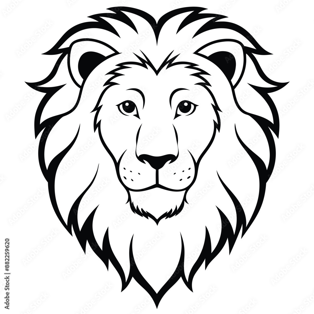 Fototapeta premium Lion head silhouette vector style with white background