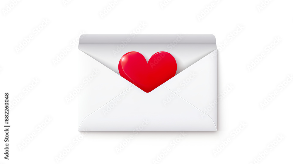 Love letter enclosed in a red heart and set against a white background Love letter enclosed in a red heart and set against a white background