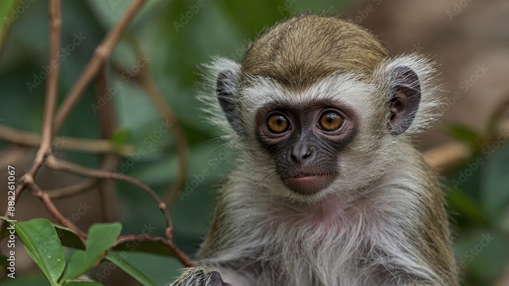 A baby vervet monkey, Chlorocebus pygerythrus, nursing. A baby vervet monkey, Chlorocebus pygerythrus, nursing.