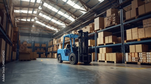 The warehouse with forklift photo