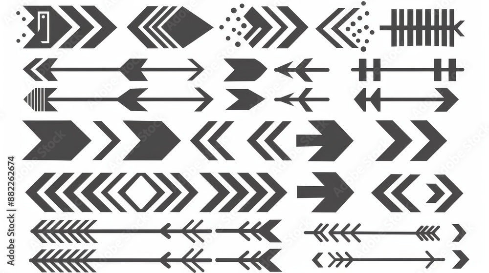 Set of arrows. Collection of black and white arrows. Set of arrows. Collection of black and white arrows.