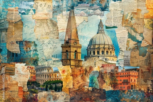 Vintage Collage of Italian Architecture