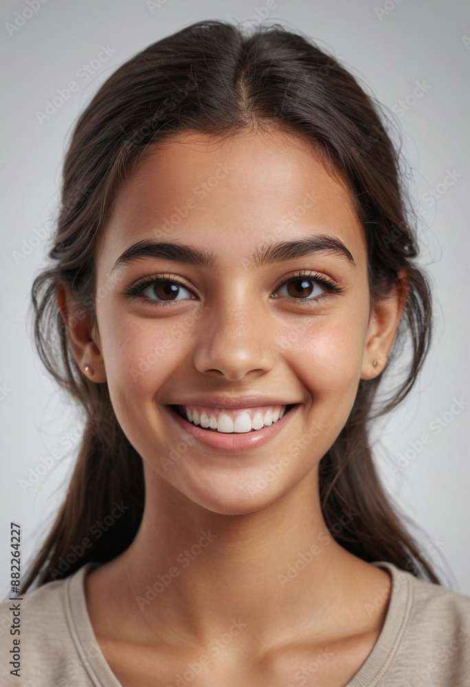 Portrait view of a regular happy smiling Egypt girl, ultra realistic, candid, social media, avatar image, plain solid background Portrait view of a regular happy smiling Egypt girl, ultra realistic, candid, social media, avatar image, plain solid background