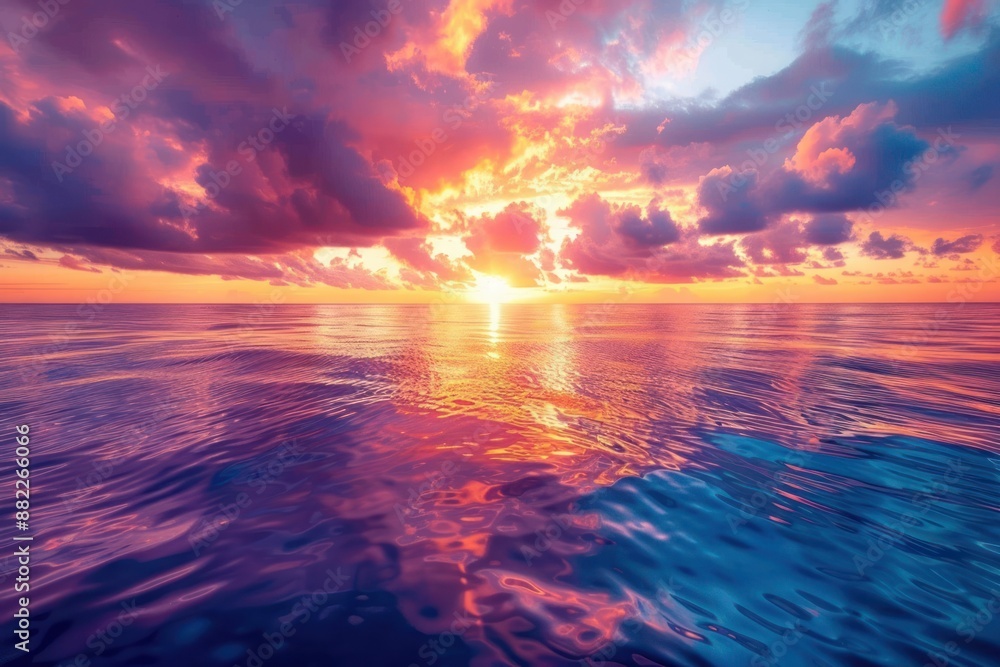 Obraz premium Ocean Sunset with Dramatic Sky