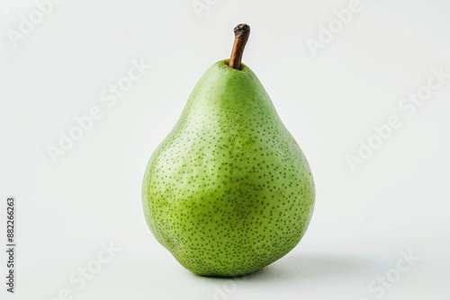 Green pear on white background.