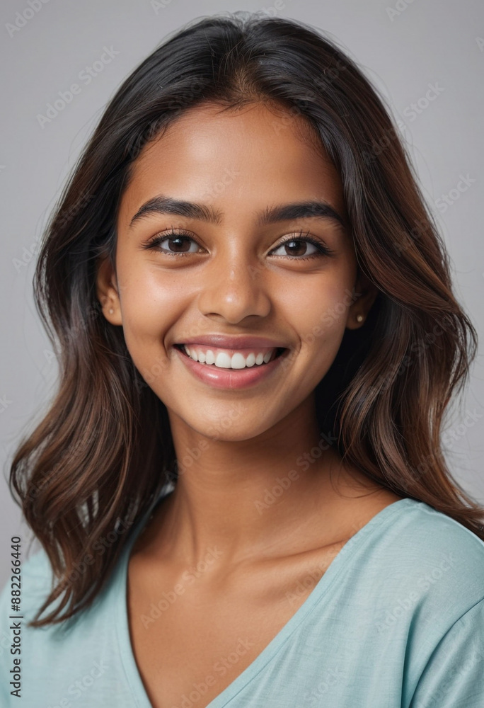 Portrait view of a regular happy smiling Maldives girl, ultra realistic, candid, social media, avatar image, plain solid background Portrait view of a regular happy smiling Maldives girl, ultra realistic, candid, social media, avatar image, plain solid background