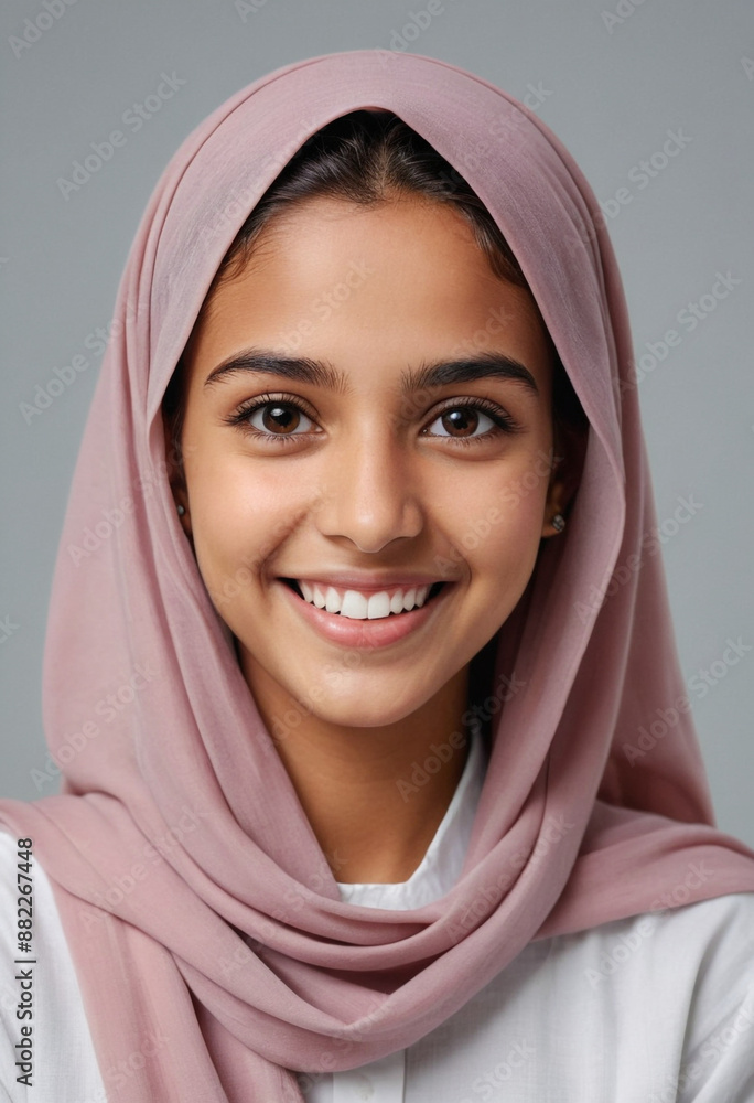 Portrait view of a regular happy smiling Oman girl, ultra realistic, candid, social media, avatar image, plain solid background Portrait view of a regular happy smiling Oman girl, ultra realistic, candid, social media, avatar image, plain solid background