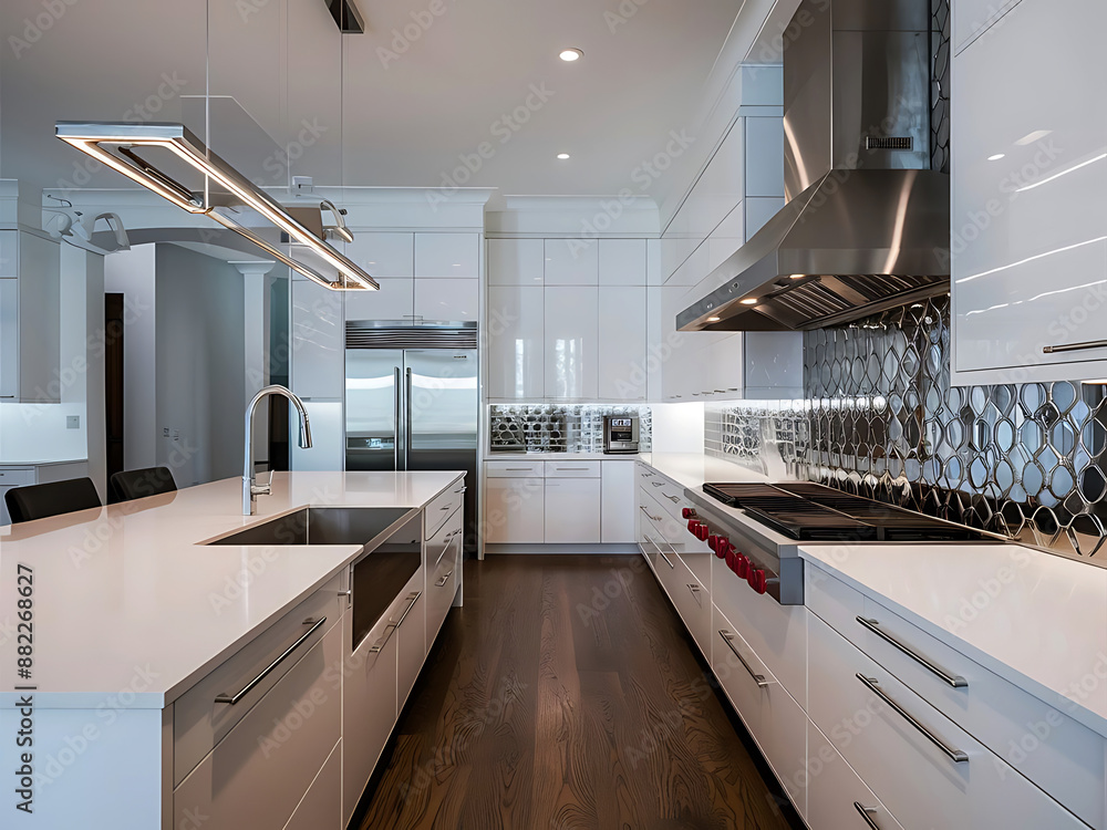 Modern Luxurious Kitchen interior, Modern wooden home kitchen interior, Generative AI. Modern Luxurious Kitchen interior, Modern wooden home kitchen interior, Generative AI.