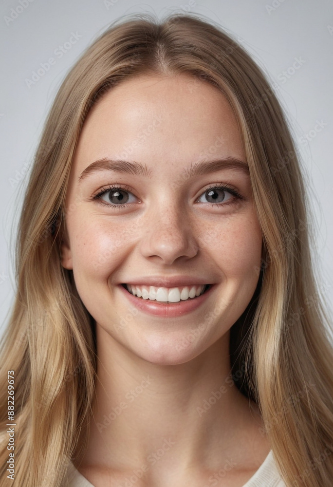 Portrait view of a regular happy smiling Finland girl, ultra realistic, candid, social media, avatar image, plain solid background Portrait view of a regular happy smiling Finland girl, ultra realistic, candid, social media, avatar image, plain solid background