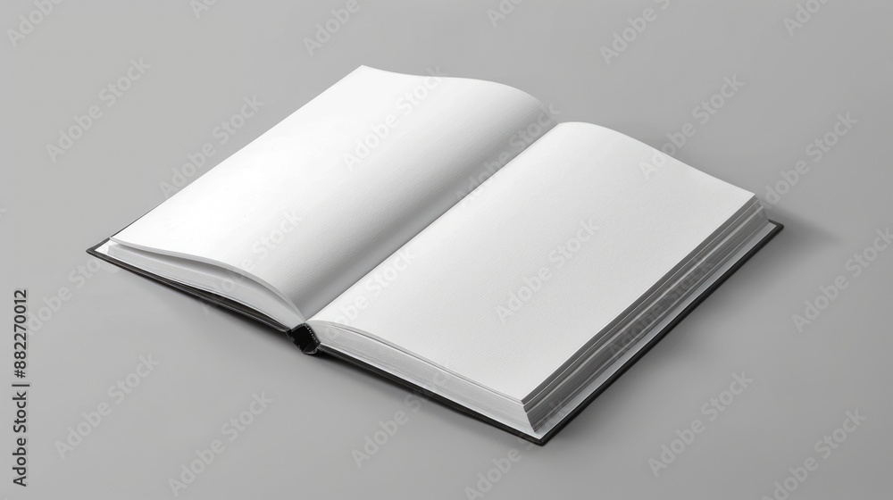 Blank Sketchbook Notebook Mockup on Grey Background for Organizing Ideas Blank Sketchbook Notebook Mockup on Grey Background for Organizing Ideas