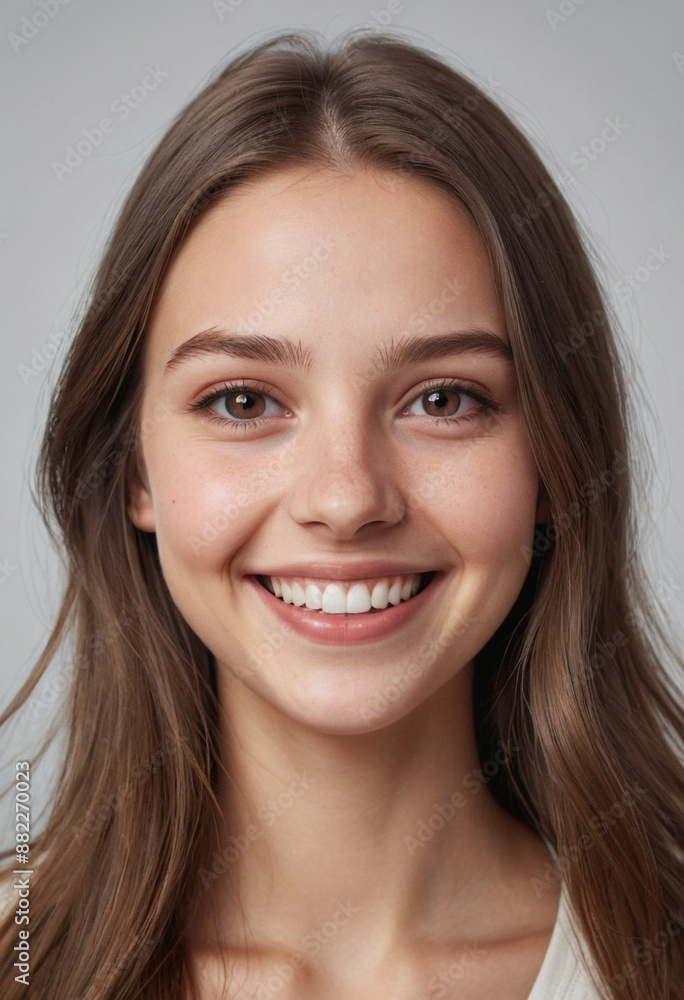 Portrait view of a regular happy smiling Latvia girl, ultra realistic, candid, social media, avatar image, plain solid background Portrait view of a regular happy smiling Latvia girl, ultra realistic, candid, social media, avatar image, plain solid background