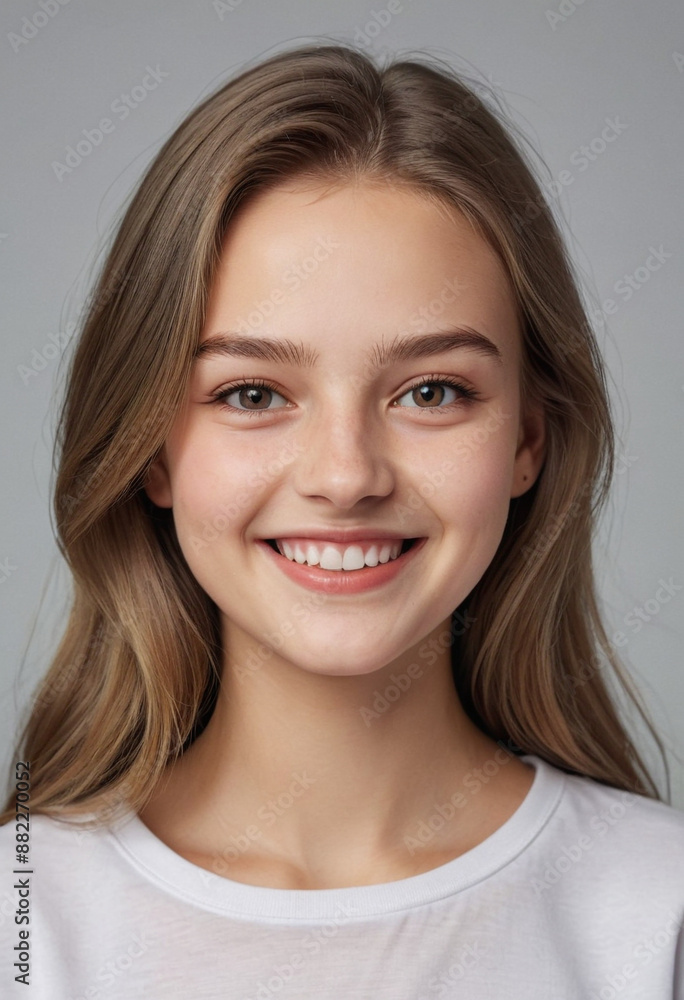 Portrait view of a regular happy smiling Lithuania girl, ultra realistic, candid, social media, avatar image, plain solid background Portrait view of a regular happy smiling Lithuania girl, ultra realistic, candid, social media, avatar image, plain solid background