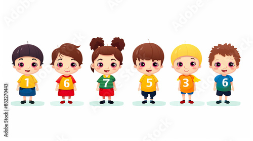 Children are going to learn how to count on a white background. 