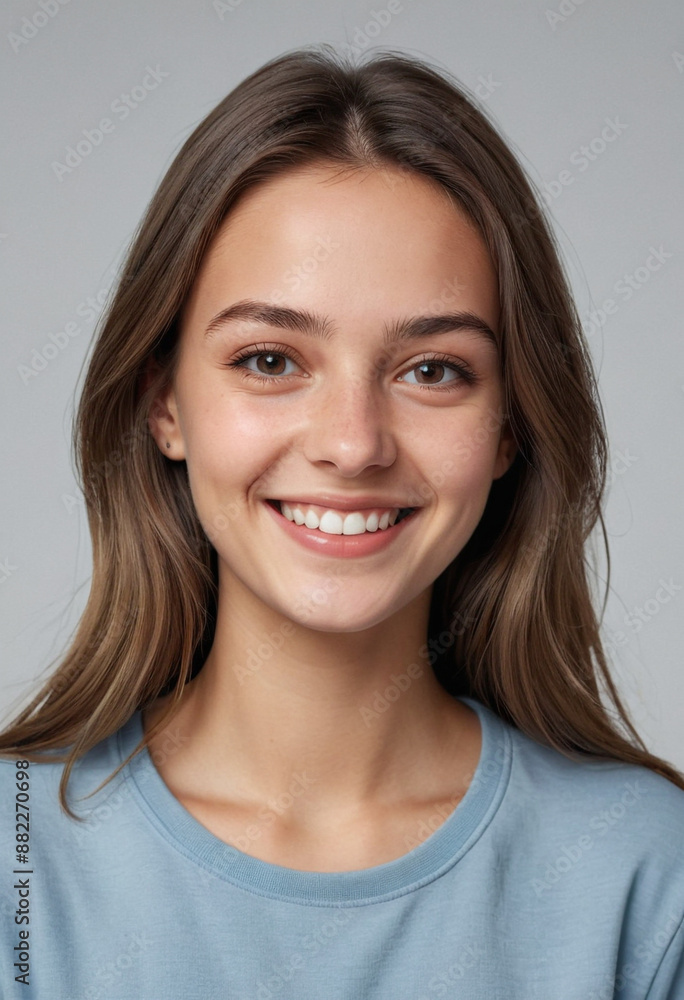 Portrait view of a regular happy smiling Serbia girl, ultra realistic, candid, social media, avatar image, plain solid background Portrait view of a regular happy smiling Serbia girl, ultra realistic, candid, social media, avatar image, plain solid background