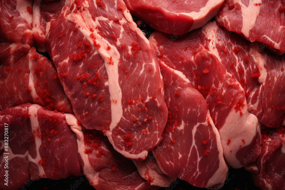 Processed collage of fresh raw meat beef surface texture. Background for banner, backdrop Processed collage of fresh raw meat beef surface texture. Background for banner, backdrop