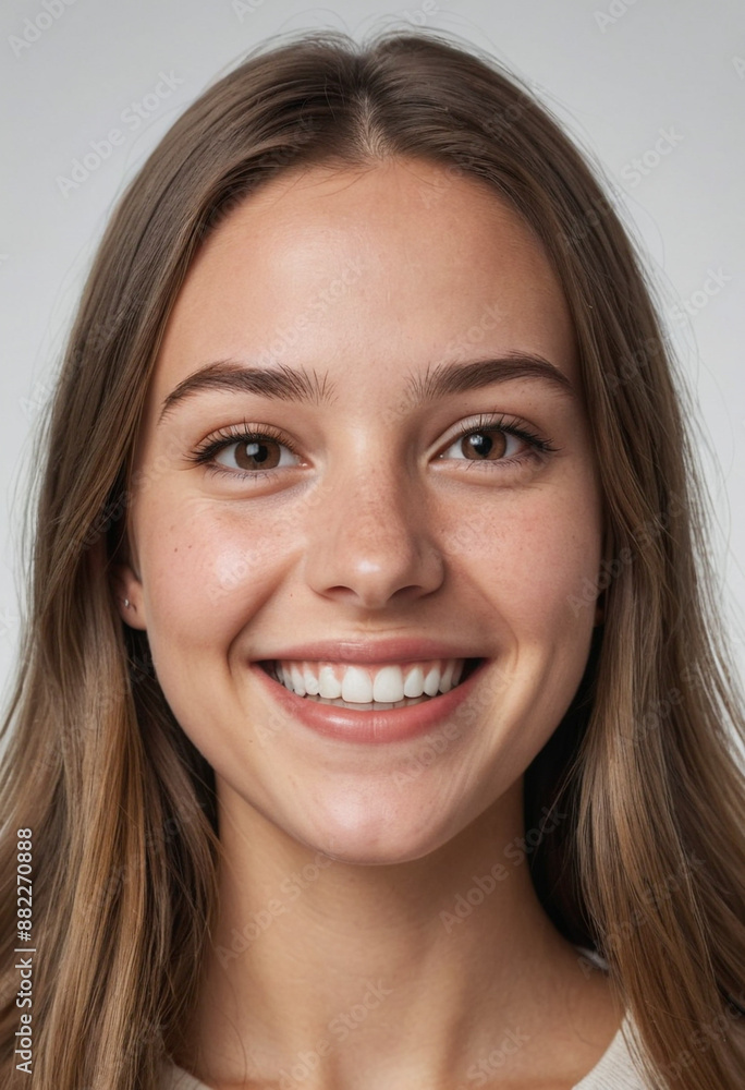 Portrait view of a regular happy smiling Sweden girl, ultra realistic, candid, social media, avatar image, plain solid background Portrait view of a regular happy smiling Sweden girl, ultra realistic, candid, social media, avatar image, plain solid background