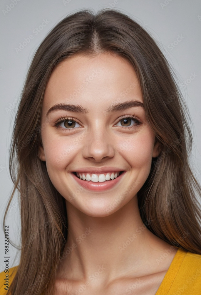 Portrait view of a regular happy smiling Ukraine girl, ultra realistic, candid, social media, avatar image, plain solid background Portrait view of a regular happy smiling Ukraine girl, ultra realistic, candid, social media, avatar image, plain solid background