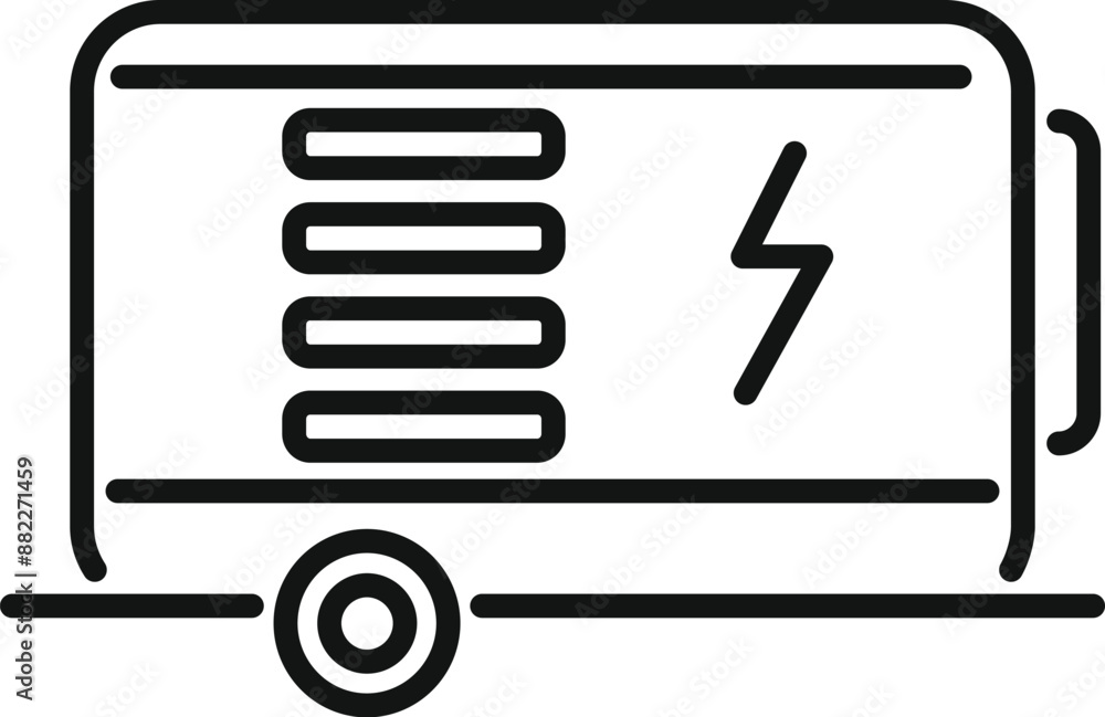 Simple icon of a mobile generator providing electricity, ideal for construction and industrial sites Simple icon of a mobile generator providing electricity, ideal for construction and industrial sites