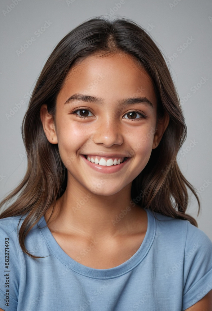 Portrait view of a regular happy smiling El Salvador girl, ultra realistic, candid, social media, avatar image, plain solid background Portrait view of a regular happy smiling El Salvador girl, ultra realistic, candid, social media, avatar image, plain solid background