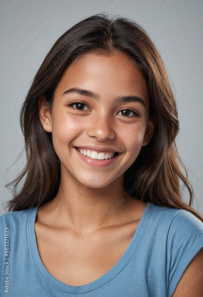 Portrait view of a regular happy smiling Honduras girl, ultra realistic, candid, social media, avatar image, plain solid background Portrait view of a regular happy smiling Honduras girl, ultra realistic, candid, social media, avatar image, plain solid background