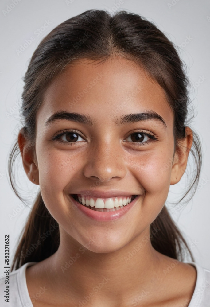 Portrait view of a regular happy smiling Honduras girl, ultra realistic, candid, social media, avatar image, plain solid background Portrait view of a regular happy smiling Honduras girl, ultra realistic, candid, social media, avatar image, plain solid background