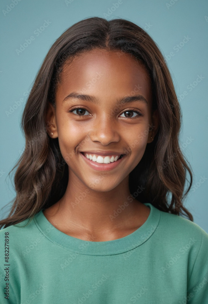 Portrait view of a regular happy smiling Saint Vincent and the Grenadines girl, ultra realistic, candid, social media, avatar image, plain solid background Portrait view of a regular happy smiling Saint Vincent and the Grenadines girl, ultra realistic, candid, social media, avatar image, plain solid background
