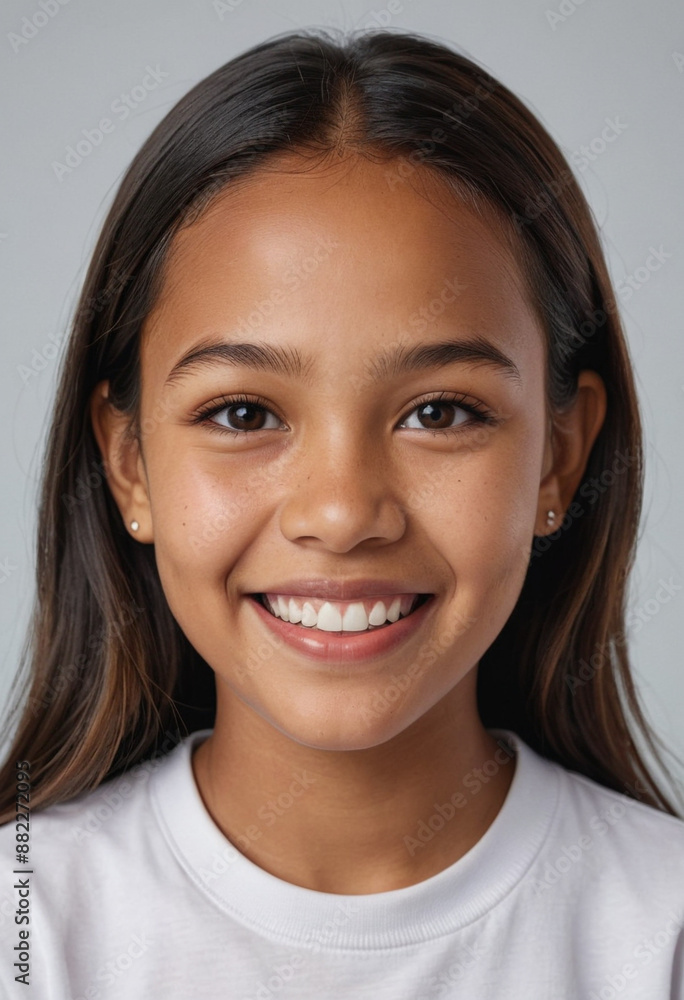 Portrait view of a regular happy smiling Marshall Islands girl, ultra realistic, candid, social media, avatar image, plain solid background Portrait view of a regular happy smiling Marshall Islands girl, ultra realistic, candid, social media, avatar image, plain solid background
