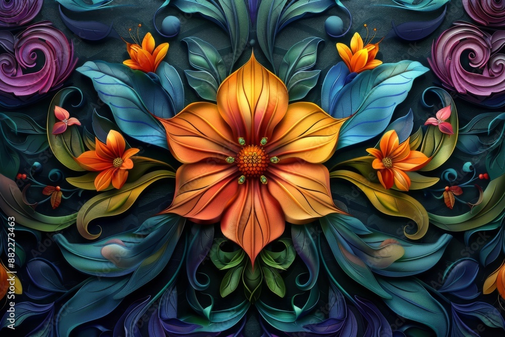 Floral Tapestry in Vivid Hues Floral Tapestry in Vivid Hues