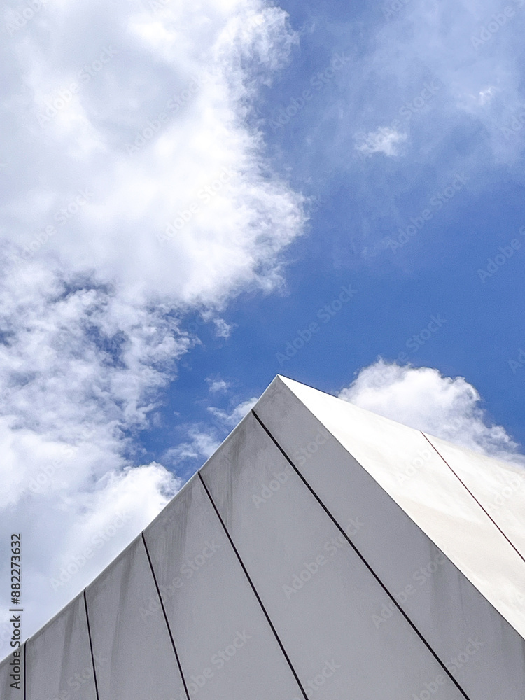 detail of a modern white building. detail of a modern white building.