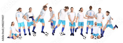 Set of young football playe...