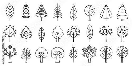 Minimalist tree collection with various artistic and geometric designs