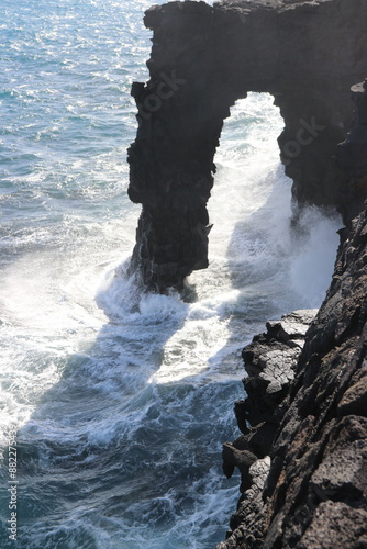 waves crashing on rocks