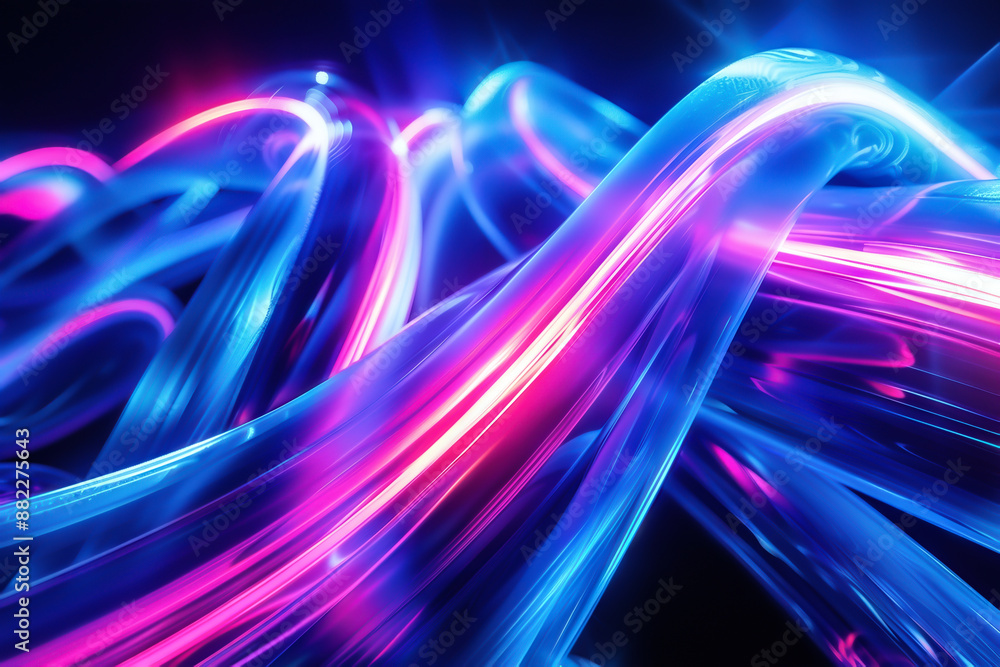 Vibrant abstract light trails in blue and pink hues, creating a dynamic ...