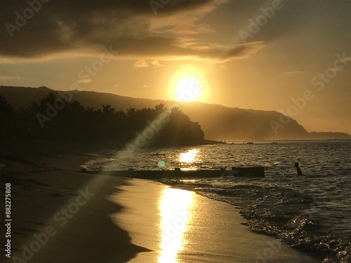 sunset over the river