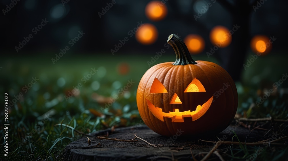 halloween pumpkin on the grass halloween pumpkin on the grass