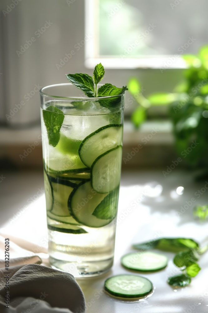 Refreshing cucumber mint water detox drink Refreshing cucumber mint water detox drink
