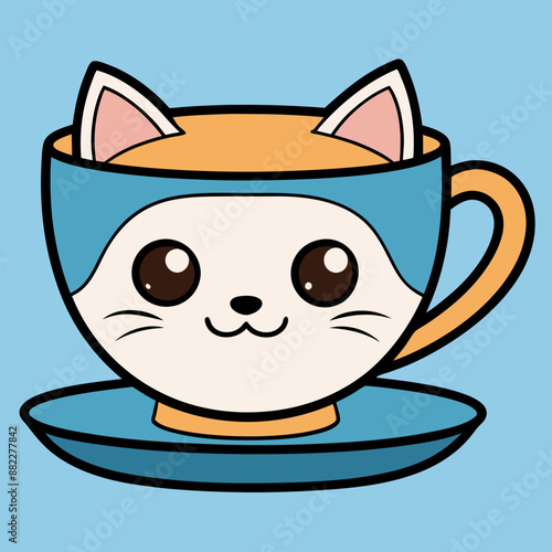 cute cat into tea cap