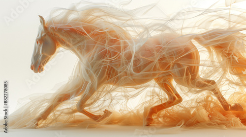 Abstract Galloping Horse - Fiery Mane & Ethereal Gold Tan Glow photo