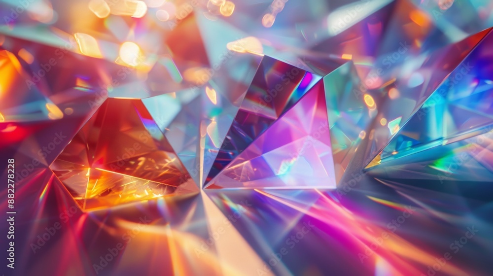 modern geometric crystal design concept banner featuring a colorful light display reflected through a crystal prism modern geometric crystal design concept banner featuring a colorful light display reflected through a crystal prism
