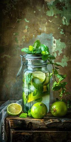 Refrescante Mojito de Hortelã com Limão e Folhas de Hortelã Frescas photo