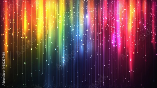 Abstract Rainbow Light Streaks With Falling Stars