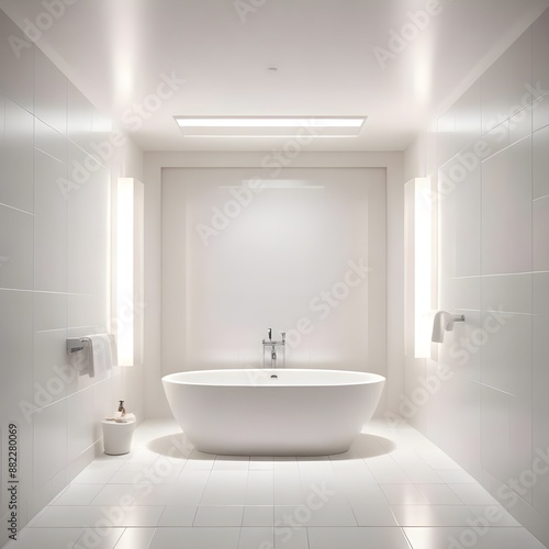 Wallpaper Mural White bathroom backdrop, centered composition, perfect symmetry Torontodigital.ca