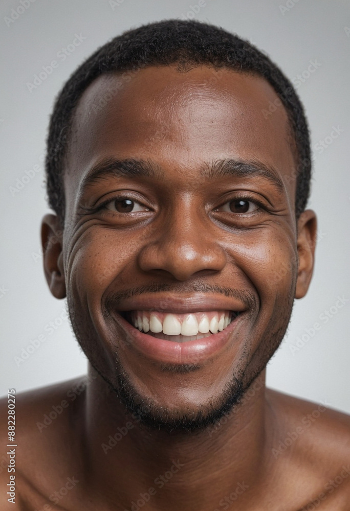 Portrait view of a regular happy smiling Angola man, ultra realistic, candid, social media, avatar image, plain solid background Portrait view of a regular happy smiling Angola man, ultra realistic, candid, social media, avatar image, plain solid background