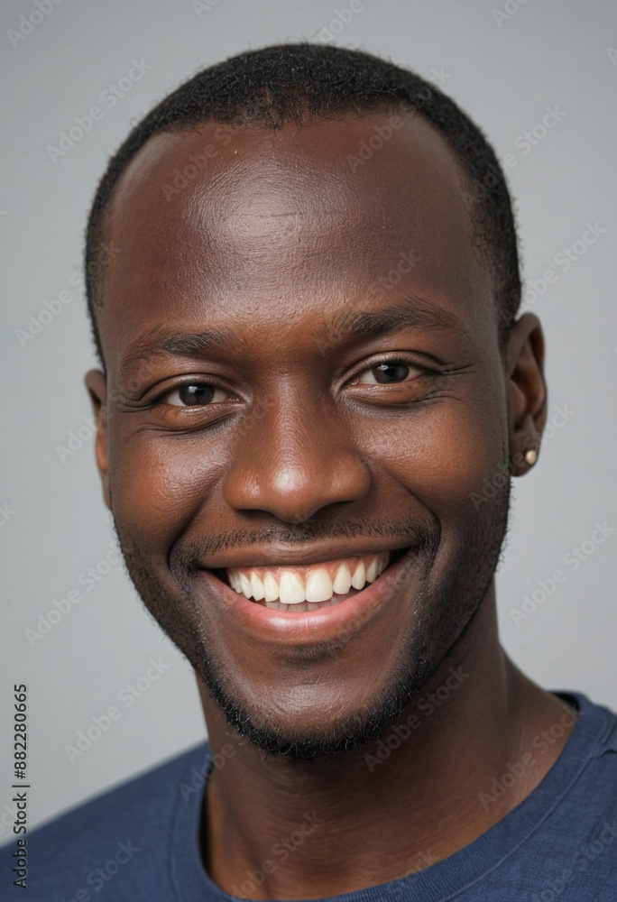 Portrait view of a regular happy smiling C?te d Ivoire man, ultra realistic, candid, social media, avatar image, plain solid background Portrait view of a regular happy smiling C?te d Ivoire man, ultra realistic, candid, social media, avatar image, plain solid background