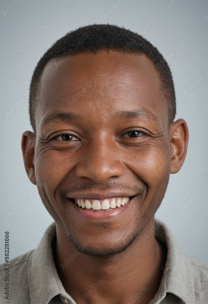 Portrait view of a regular happy smiling Lesotho man, ultra realistic, candid, social media, avatar image, plain solid background Portrait view of a regular happy smiling Lesotho man, ultra realistic, candid, social media, avatar image, plain solid background