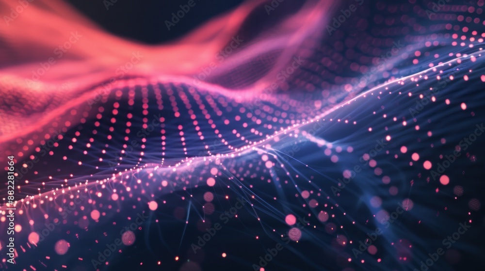 Abstract Digital Landscape with Glowing Particles Abstract Digital Landscape with Glowing Particles